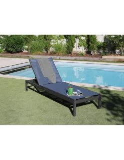 Bain De Soleil Thema Avec Roues En Aluminium 5 Positions - Graphite / Bleu