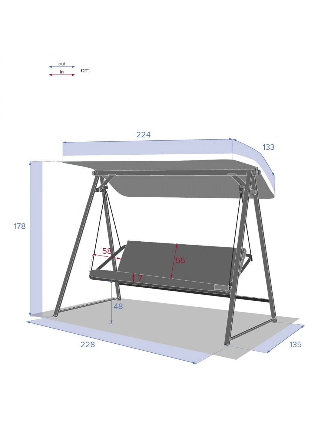 Balancelle De Jardin Soly 3 Places - Acier Effet Bois 5 Balancelle De Jardin Soly 3 Places - Acier Effet Bois – Image 5
