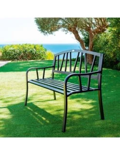 Banc De Jardin Alvernia 3 Places - Acier époxy Noir -Mobilier De Jardin banc de jardin alvernia 3 places acier epoxy noir 2