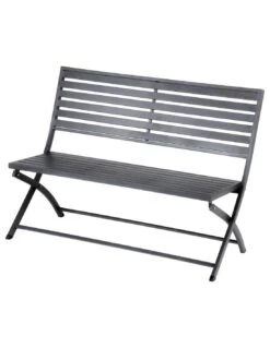 Banc De Jardin Olbia 3 Places Pliant Gris - L.122 X P.53 X H.88 Cm -Mobilier De Jardin banc de jardin olbia 3 places pliant gris l122 x p53 x h88 cm 1
