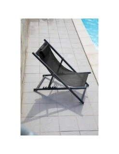 Chilienne Pliante Linea En Aluminium Et Polyester - Graphite / Noir