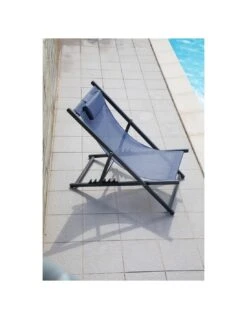 Chilienne Pliante Linea En Aluminium Et Polyester - Graphite / Perle -Mobilier De Jardin chilienne pliante linea aluminium et polyester proloisirs 3