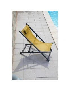 Chilienne Pliante Linea En Aluminium Et Polyester - Graphite / Moutarde