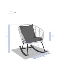 Fauteuil à Bascule Cherone En Acier Et Texaline Graphite -Mobilier De Jardin fauteuil a bascule cherone en acier et texaline graphite 5