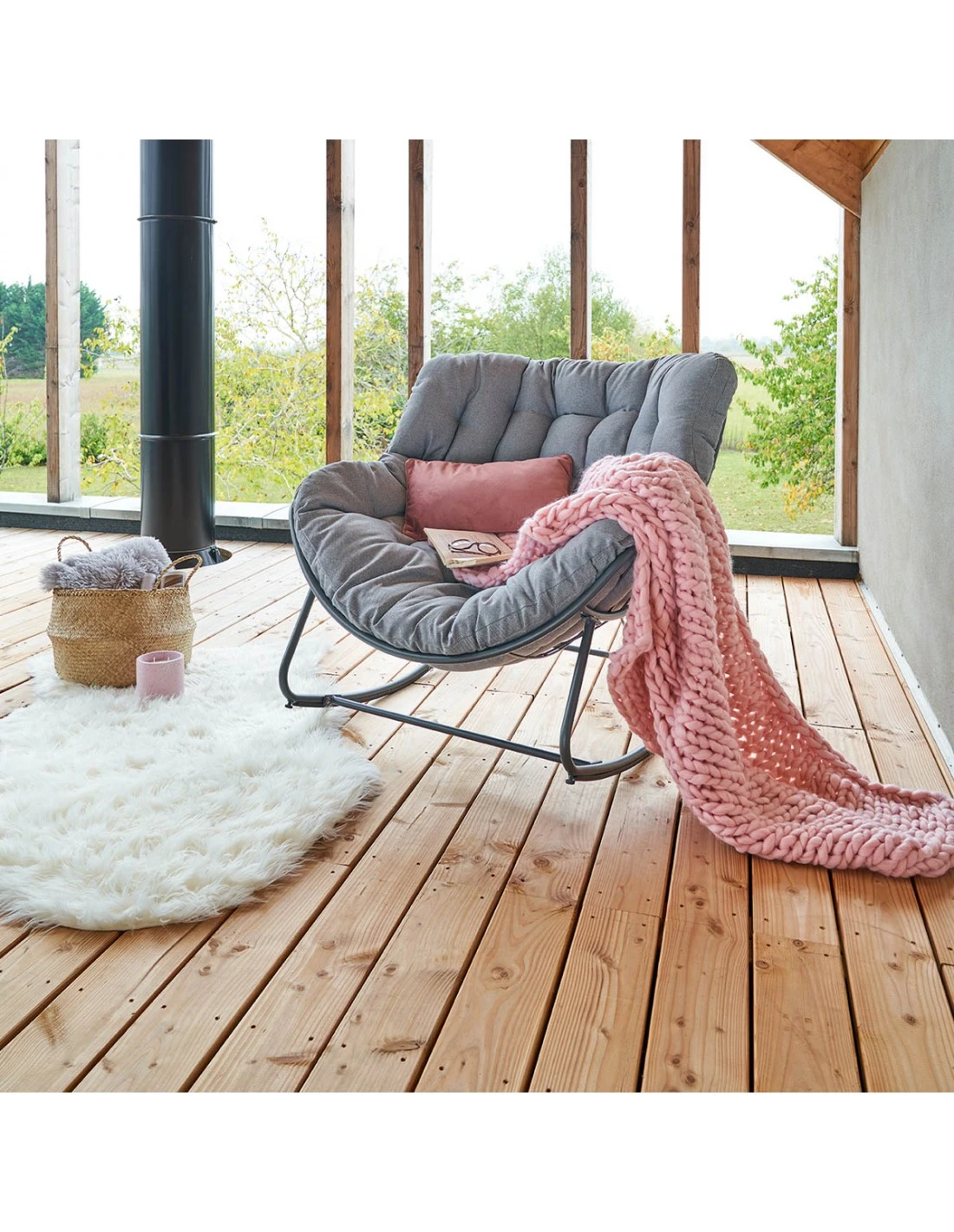 Fauteuil œuf à Bascule PAOPAO - Roche Et Graphite 1 Fauteuil œuf à Bascule PAOPAO - Roche Et Graphite