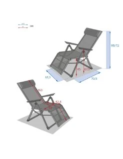 Fauteuil Relax Decima - Inclinable 8 Positions - Graphite / Bordeaux -Mobilier De Jardin fauteuil relax decima inclinable 8 positions graphite bordeaux 4