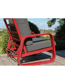 Fauteuil Sofa Antonino En Aluminium - Rouge / Gris -Mobilier De Jardin fauteuil sofa antonino en aluminium rouge gris 3