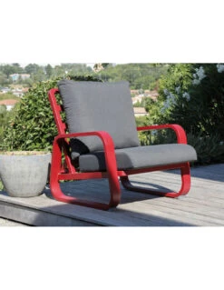 Fauteuil Sofa Antonino En Aluminium - Rouge / Gris -Mobilier De Jardin fauteuil sofa antonino en aluminium rouge gris 4