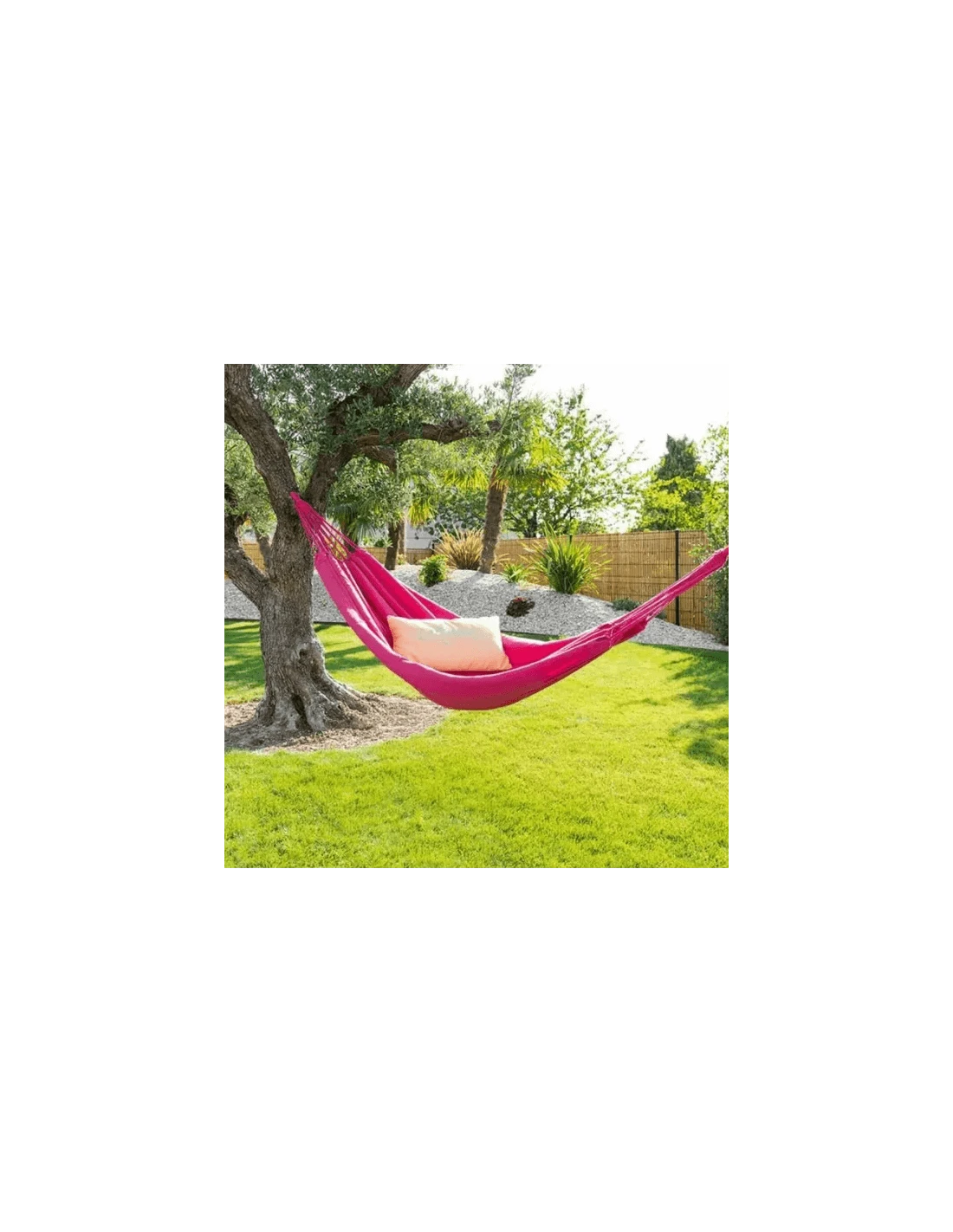 Hamac De Jardin Yaqui - L.200 X P.80 Cm - Framboise 2 Hamac De Jardin Yaqui - L.200 X P.80 Cm - Framboise – Image 2