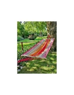 Hamac Kolor L.200 X P.100 Cm - Jobek - Orange / Ecru / Rouge -Mobilier De Jardin hamac kolor l200 x p100 cm toile au choix jobek 4