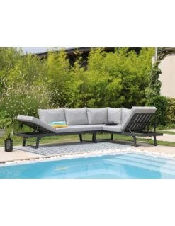 Lounge/Lit Modulo En Aluminium Graphite -Mobilier De Jardin lit lounge modulo en aluminium graphite proloisirs 9