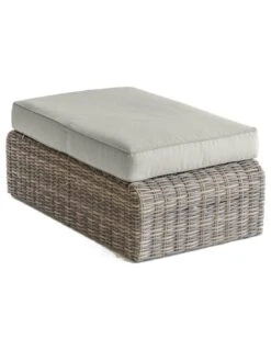 Pouf De Salon Mooréa - L.105 X P.60 X H.30 Cm - Aluminium Et Résine Tressée - Naturae