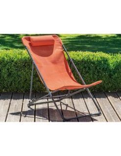 Relax De Jardin Pliant Easy - Toile Au Choix - Graphite / Paprika -Mobilier De Jardin relax de jardin pliant easy toile au choix 13