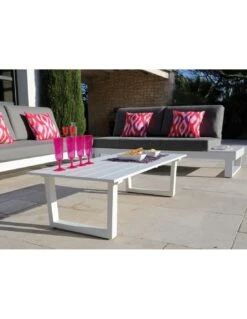 Salon D'angle Staten Avec Tablettes - Blanc -Mobilier De Jardin salon d angle staten avec tablettes coloris au choix 10