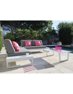 Salon D'angle Staten Avec Tablettes - Graphite / Oak -Mobilier De Jardin salon d angle staten avec tablettes coloris au choix 4