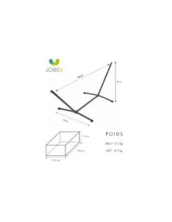 Set Hamac Metalik - Hamac Avec Support - Jobek - Turquoise Anthracite XL 140X300 -Mobilier De Jardin set hamac metalik hamac avec support toile au choix jobek 16