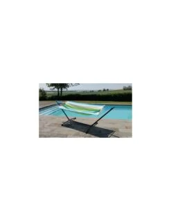 Set Hamac Metalik - Hamac Avec Support - Jobek - Vert Bleu écru -Mobilier De Jardin set hamac metalik hamac avec support toile au choix jobek 3