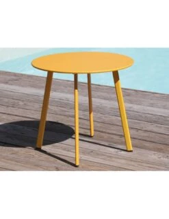 Table Basse D'appoint MASSAI Ø45cm - Acier époxy - Miel