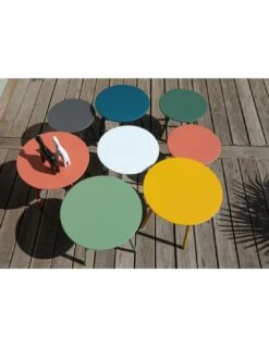 Table Basse D'appoint MASSAI Ø45cm - Acier époxy - Hermès 12 Table Basse D'appoint MASSAI Ø45cm - Acier époxy - Hermès -Mobilier De Jardin table basse d appoint massai o45cm acier epoxy 31