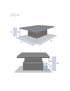 Table Basse Relevable Mooréa Carrée - Aluminium, Résine Tressée Et Verre Trempé - Terre D'ombre -Mobilier De Jardin table basse relevable moorea carree aluminium resine tressee et verre trempe terre d ombre 7
