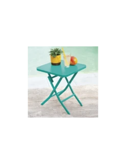 Table D'appoint Greensboro Carrée Pliante - Acier époxy - Emeraude -Mobilier De Jardin table d appoint greensboro carree pliante acier epoxy emeraude 1 2