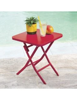 Table D'appoint Greensboro Carrée Pliante - Acier époxy - Groseille