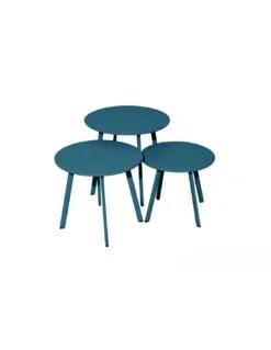 Table D'appoint MASSAI Ø50 Cm - Acier époxy - Bleu