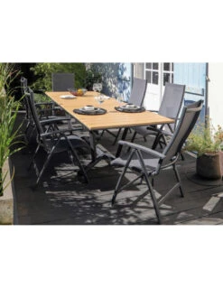 Table Darwin 174/237 X 100 En ALU/HEAT - Graphite / OAK -Mobilier De Jardin table darwin 174237 x 100 en aluheat graphite oak 4