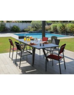 Table De Jardin AGRA Extensible 150/200/250 Cm - Aluminium Et Verre - Graphite / Gris -Mobilier De Jardin table de jardin agra extensible 150200250 cm aluminium et verre graphite gris 2