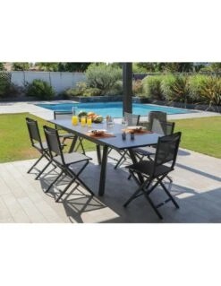 Table De Jardin AGRA Extensible 150/200/250 Cm - Aluminium Et Verre - Graphite / Gris -Mobilier De Jardin table de jardin agra extensible 150200250 cm aluminium et verre graphite gris 3