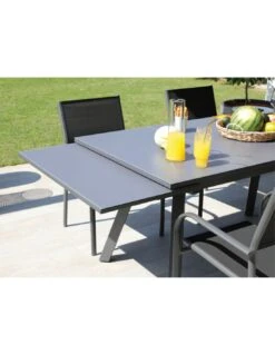 Table De Jardin AGRA Extensible 150/200/250 Cm - Aluminium Et Verre - Graphite / Gris -Mobilier De Jardin table de jardin agra extensible 150200250 cm aluminium et verre graphite gris 4
