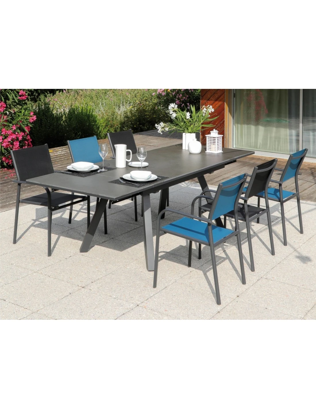 Table De Jardin AGRA Extensible L.150/200/250 X P.90 Cm - Graphite Alley 1 Table De Jardin AGRA Extensible L.150/200/250 X P.90 Cm - Graphite Alley
