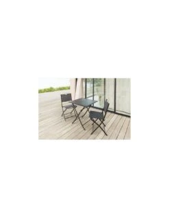 Table De Jardin Azua Pliante Carrée 2 Places - Aluminium - Graphite -Mobilier De Jardin table de jardin azua pliante carree 2 places aluminium graphite 2