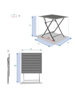 Table De Jardin Azua Pliante Carrée 2 Places - Aluminium - Gris Smoke Plateau Ect Effet Bois -Mobilier De Jardin table de jardin azua pliante carree 2 places aluminium gris smoke plateau ect effet bois 3