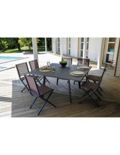 Table De Jardin Barcelona Carrée Extensible L.100/145 X P.145 Cm -Mobilier De Jardin table de jardin barcelona carree extensible l100145 x p145 cm 3
