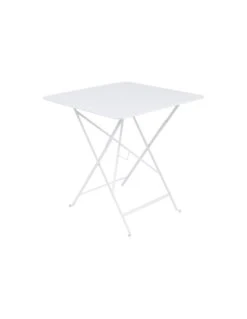 Mobilier De Jardin 21 Table De Jardin Bistro 71x71 Cm - Métal Pliante Carrée - Blanc Coton