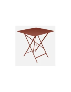 Table De Jardin Bistro 71x71 Cm - Métal Pliante Carrée - Ocre Rouge
