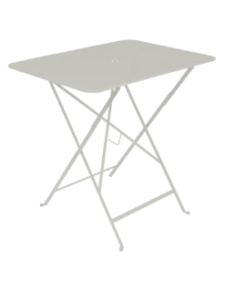 Table De Jardin Bistro 77 X 57 Cm - Métal Pliante Rectangle - Gris Argile