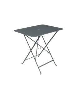 Table De Jardin Bistro 77 X 57 Cm - Métal Pliante Rectangle - Gris Orage