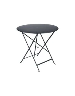 Table De Jardin Bistro D.77 Cm - Ronde Pliante Métal - Carbone