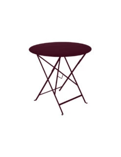 Table De Jardin Bistro D.77 Cm - Ronde Pliante Métal - Cerise Noire