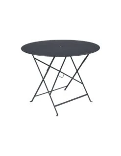 Table De Jardin Bistro D.96 Cm - Métal Pliante Ronde - Carbone