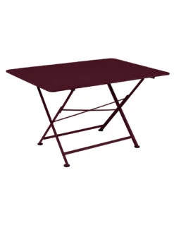 Table De Jardin Cargo 128x90 Cm En Métal Rectangle Pliante - Cerise Noire