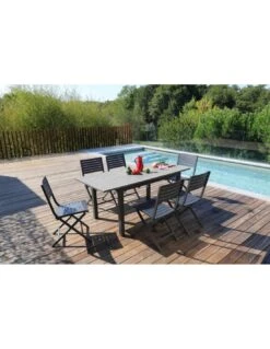 Table De Jardin COME 130/180 X 80 Cm - Graphite / BF -Mobilier De Jardin table de jardin come 130180 x 80 cm graphite oak graphite bf 2