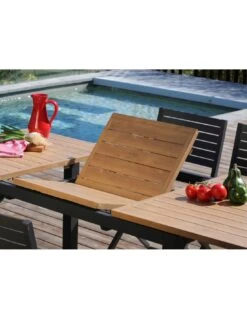 Table De Jardin COME 160/240 X 100 Cm -- Graphite / Oak -Mobilier De Jardin table de jardin come 160240 x 100 cm graphite oak graphite oak 4