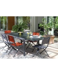 Table De Jardin Elise Extensible - 6 à 8 Places - Aluminium Graphite -Mobilier De Jardin table de jardin elise extensible 6 a 8 places aluminium graphite 4