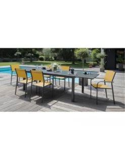 Table De Jardin Elise Extensible - 8 à 12 Places - Aluminium Et Verre - Graphite / Gris -Mobilier De Jardin table de jardin elise extensible 8 a 12 places aluminium et verre 5