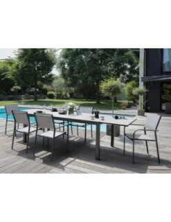 Table De Jardin Elise Extensible - 8 à 12 Places - Aluminium Et Verre - Graphite / Gris -Mobilier De Jardin table de jardin elise extensible 8 a 12 places aluminium et verre 7