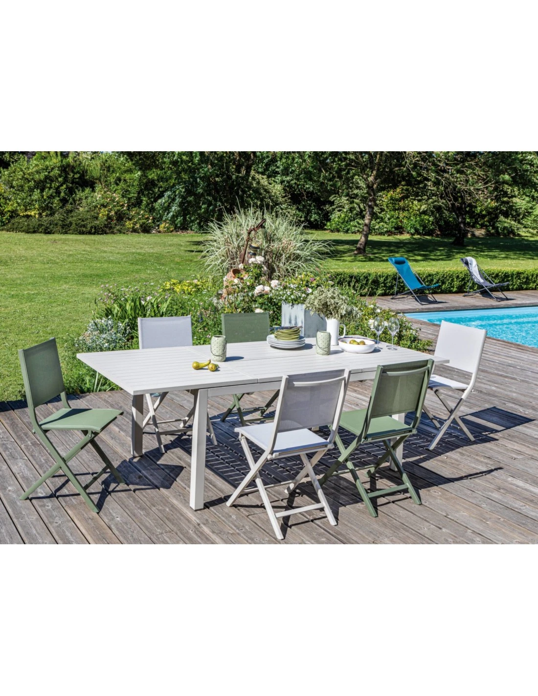 Table De Jardin Extensible GENES 160/240 X 100 Cm - Aluminium - Crème 1 Table De Jardin Extensible GENES 160/240 X 100 Cm - Aluminium - Crème