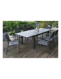 Table De Jardin Extensible LANZA - L.165/261x100 Cm Aluminium Imitation Bois -Mobilier De Jardin table de jardin extensible lanza l165261x100 cm aluminium imitation bois 4